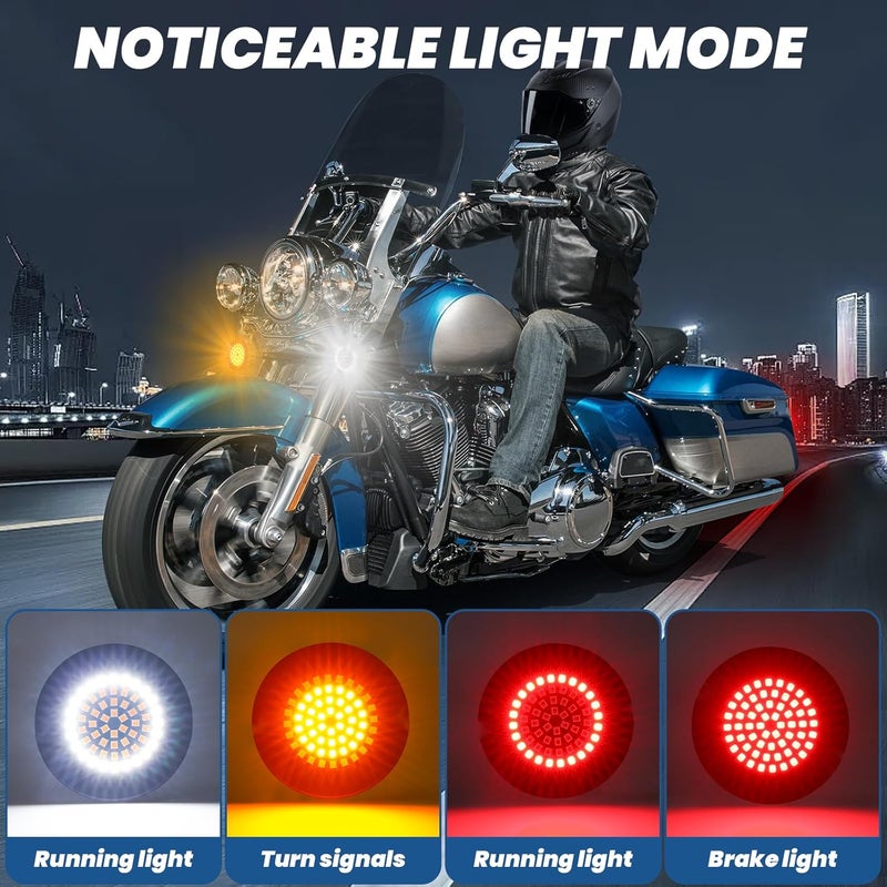 AEEAST 1157 LED Turn Signals 3 1/4", Front Rear Combo Set Flat Housing Led Light Fit for Harley Davidson Electra Glide Road King Softail Tour Glide Ultra Limited 1986-2025 - Image 4